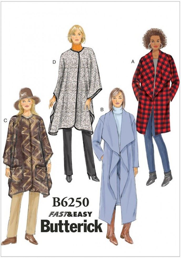 Butterick Patterns 6250 Y Sizes X-Small 4-6/Small 8-10/Medium 12-14 Misses Jacket Coat and Wrap - Image 2
