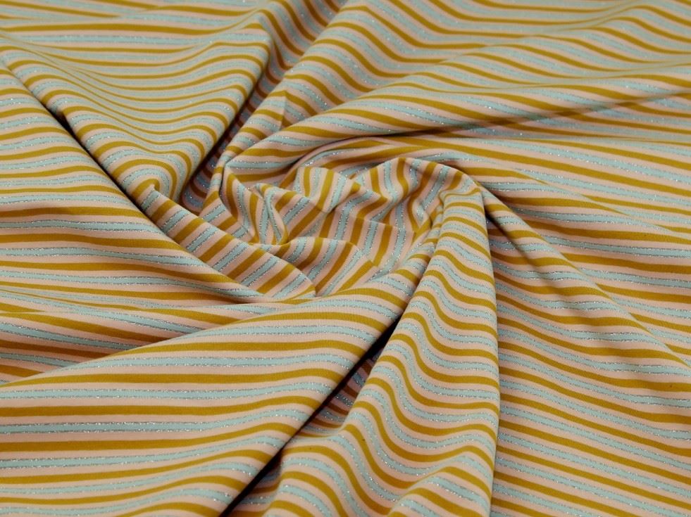 John Louden Pink Multi Lurex Cotton Jersey Stretch Knit Fabric