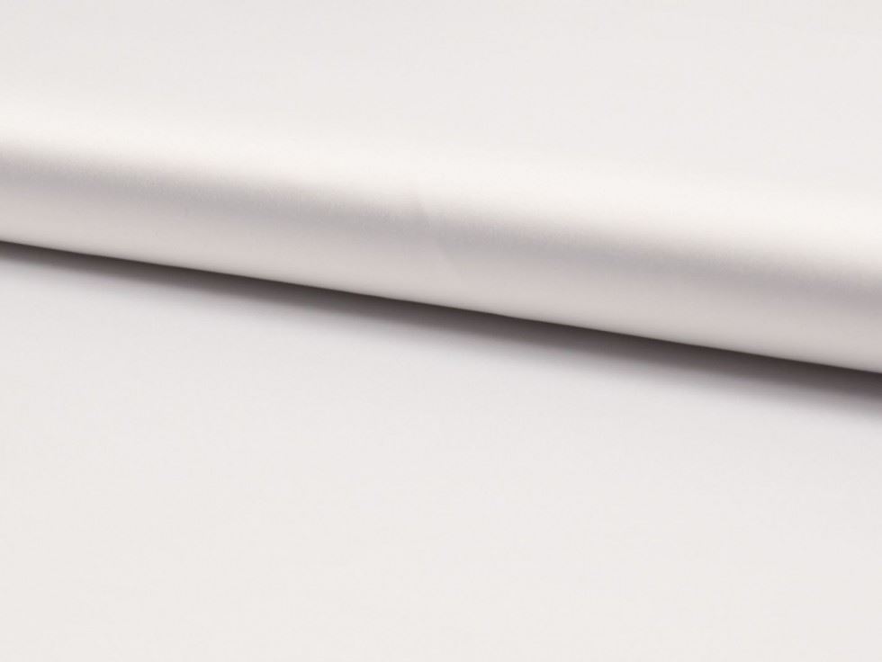 Cream Deadstock Stretch Woven Polyester Satin Fabric