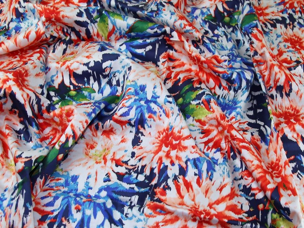 John Kaldor Orange & Blue Lizzano Cotton Sateen Fabric