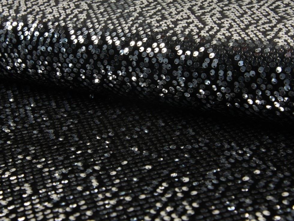 Silver Deadstock Sequin Stretch Knit Fabric