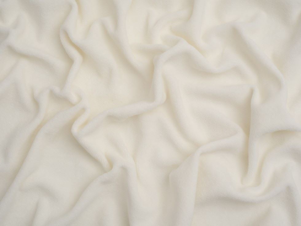 Minerva Core Range Soft Cream Cotton Velour Stretch Knit Fabric