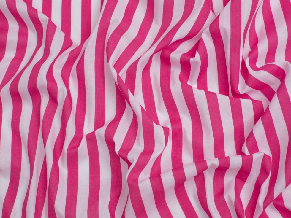 Minerva Core Range Printed Polycotton Fabric Dark Pink & White
 