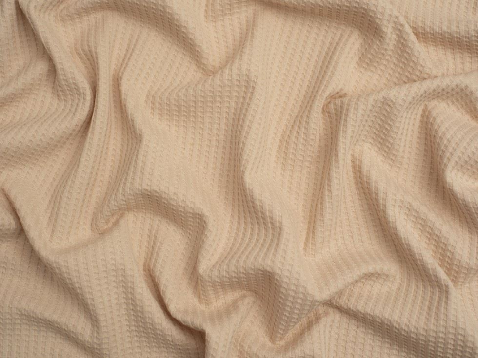 Minerva Core Range Waffle Textured Stretch Knit Fabric Cream