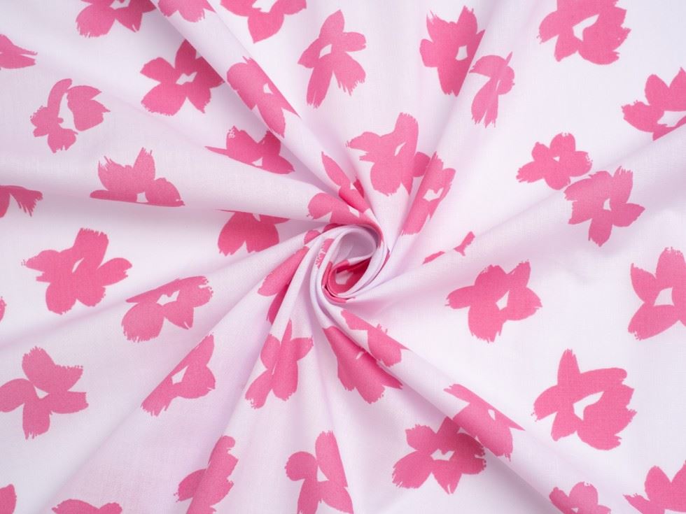 Pink Printed Polycotton Fabric