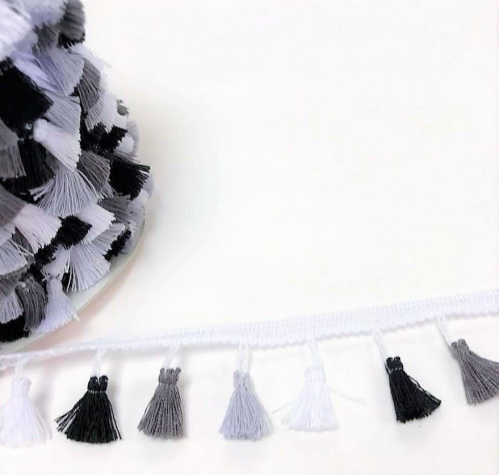 Tassel Fringe Trim Black White