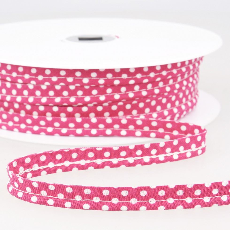 Stephanoise Polka Dot Flanged Piping Fuchsia Pink