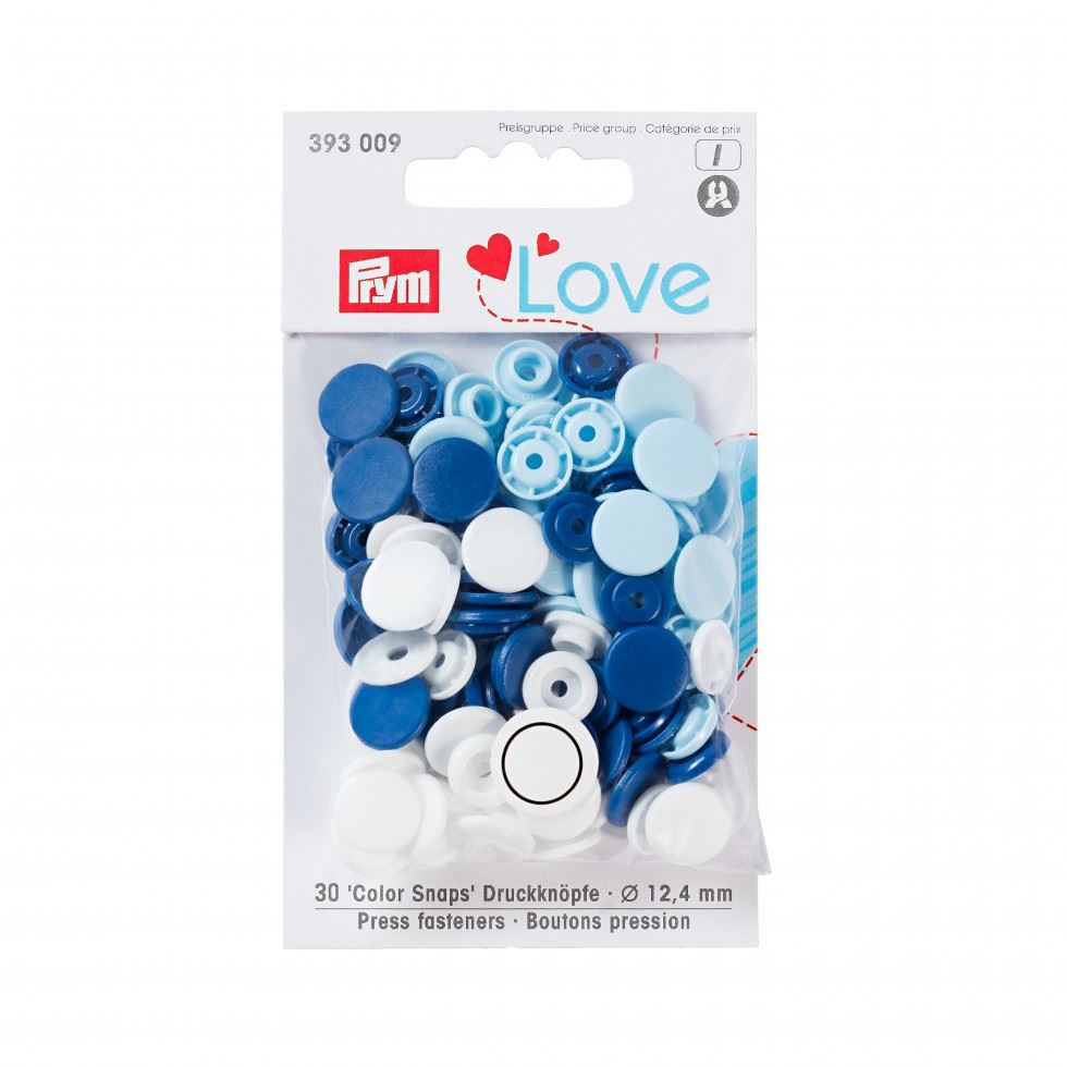 Prym Blue White Love Round Snaps Press Fasteners