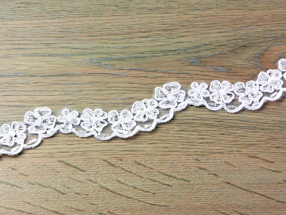 White Naomi Beaded Lace Trim