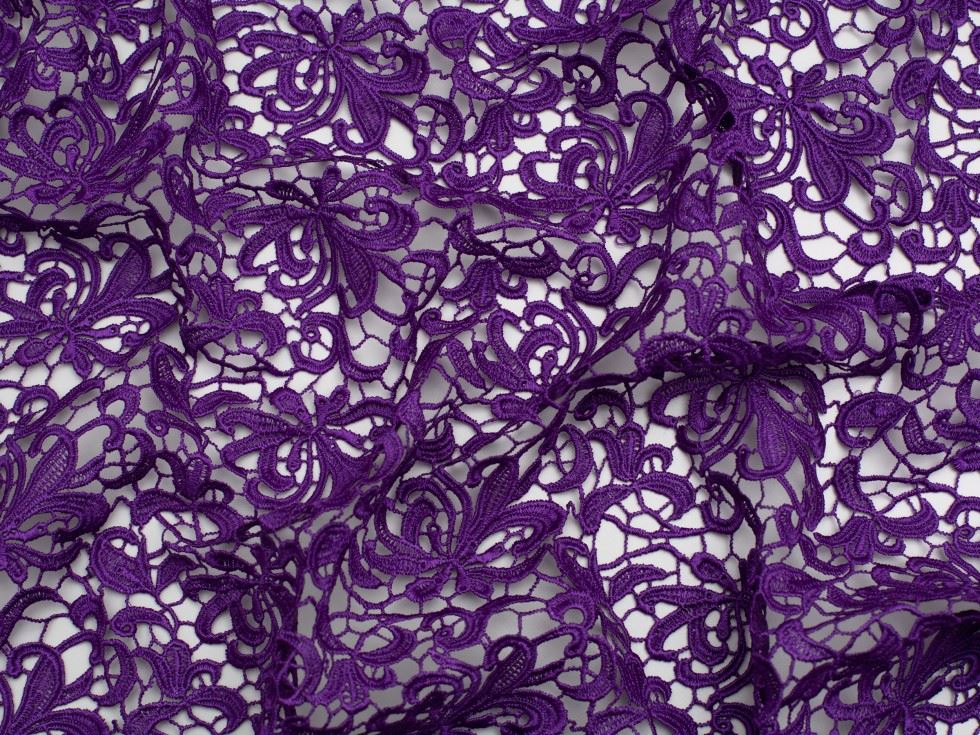 Minerva Core Range Purple Heavy Guipure Lace Fabric