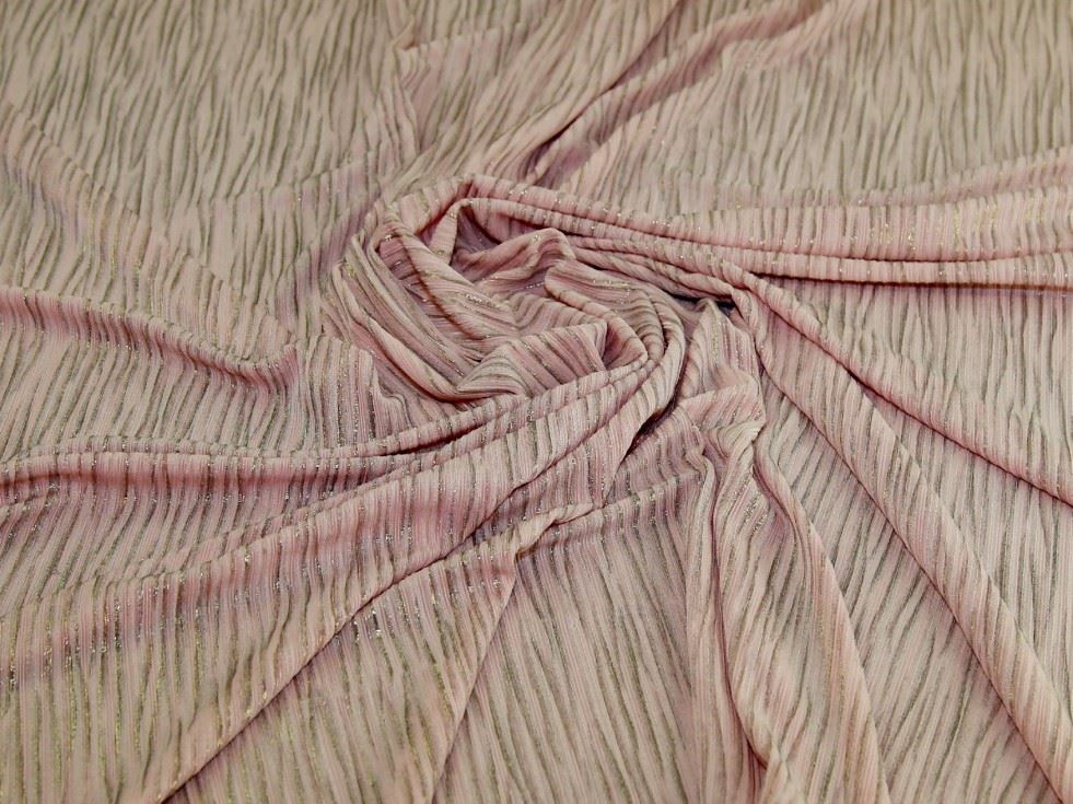 Pink & Gold Deadstock Lurex Textured Stretch Knit Fabric