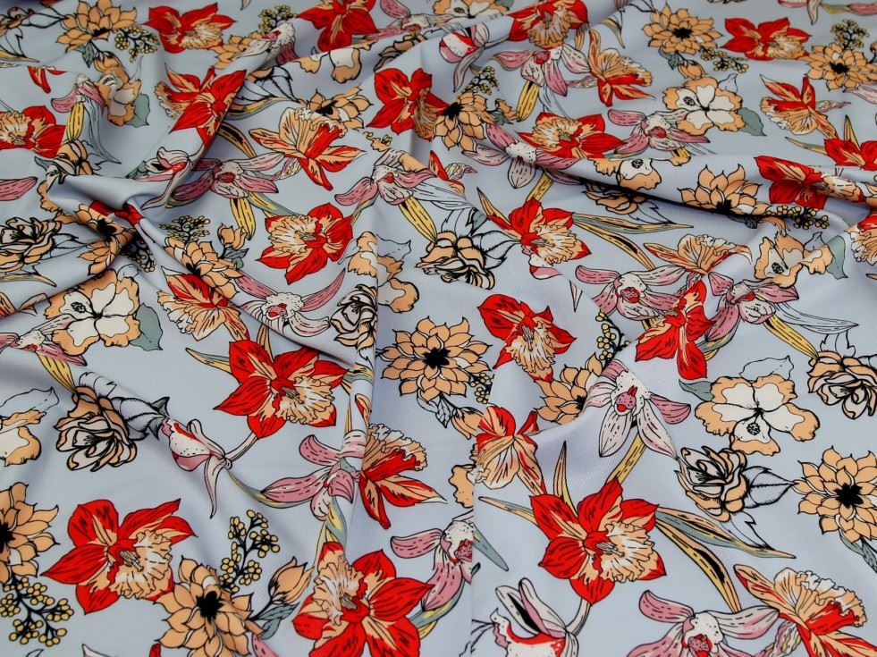 Sky Deadstock Stretch Woven Polyester Twill Fabric