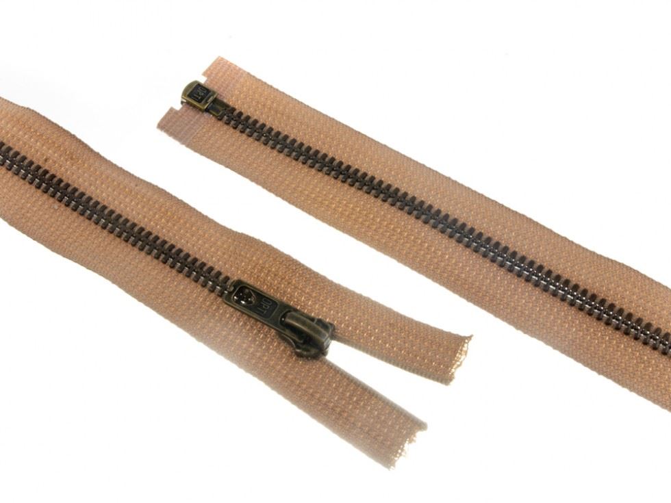 Opti Beige Antique Metal Open End Zips