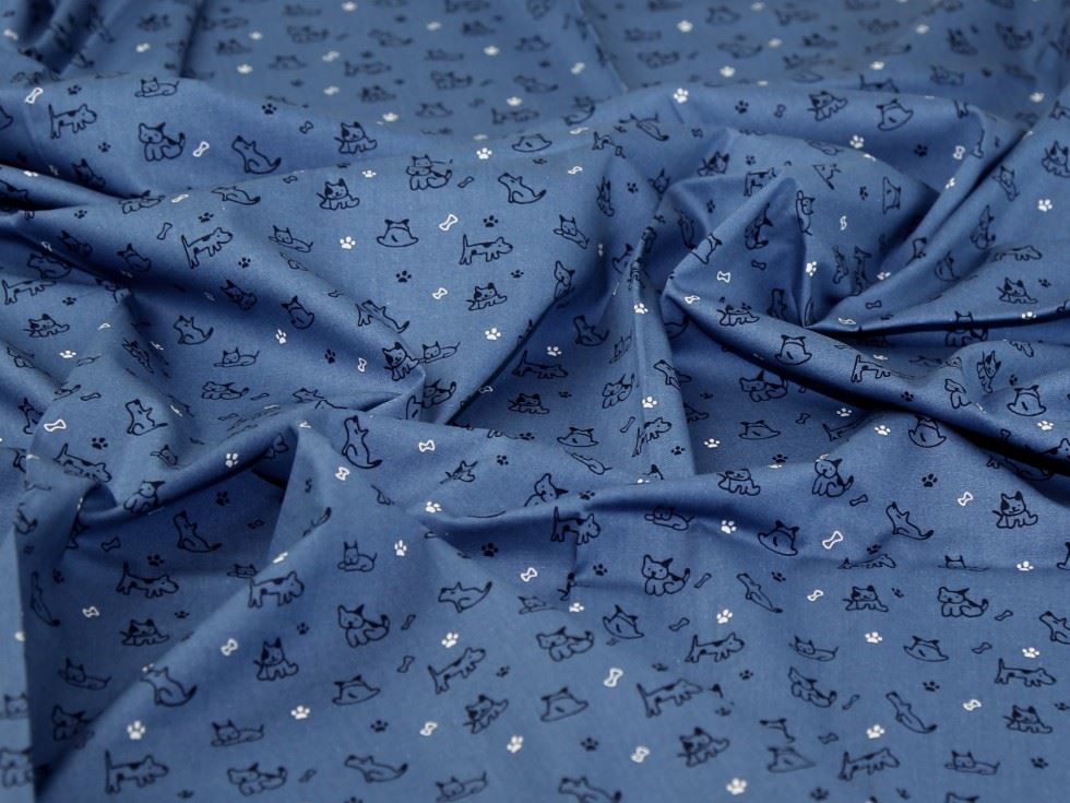Rose and Hubble 100% Cotton Poplin Fabric Denim Blue
 