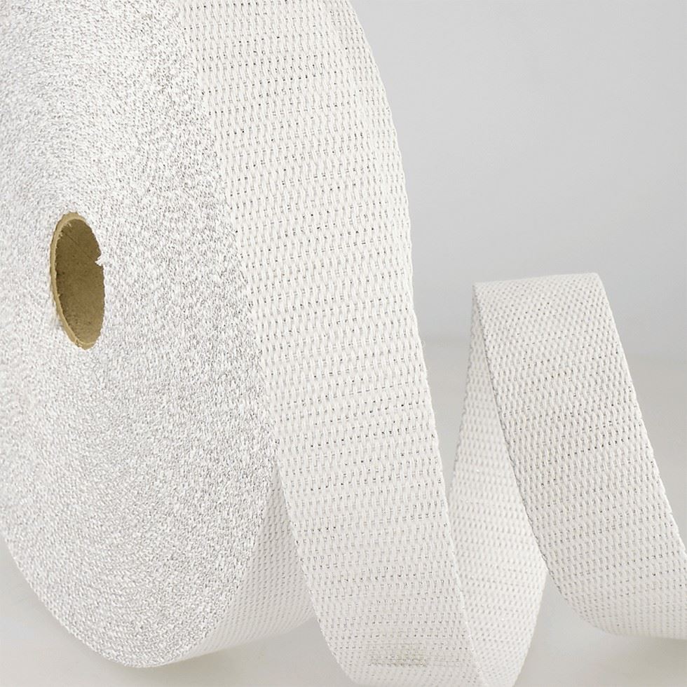 Stephanoise Metallic Sparkle Webbing Tape White
 