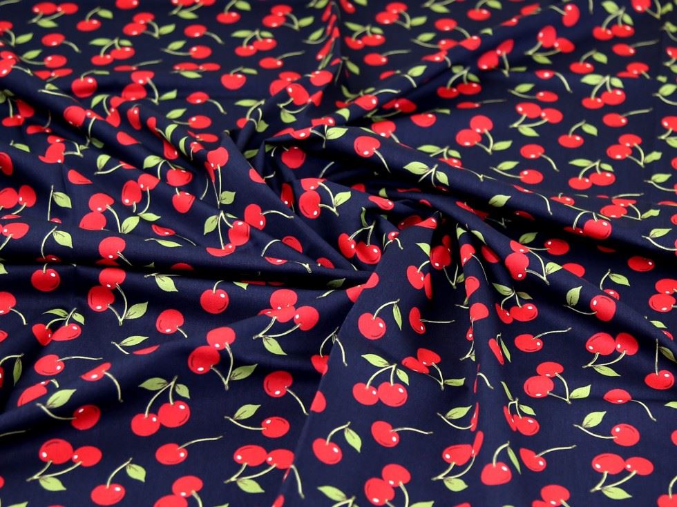 Rose and Hubble 100% Cotton Poplin Fabric Navy & Red