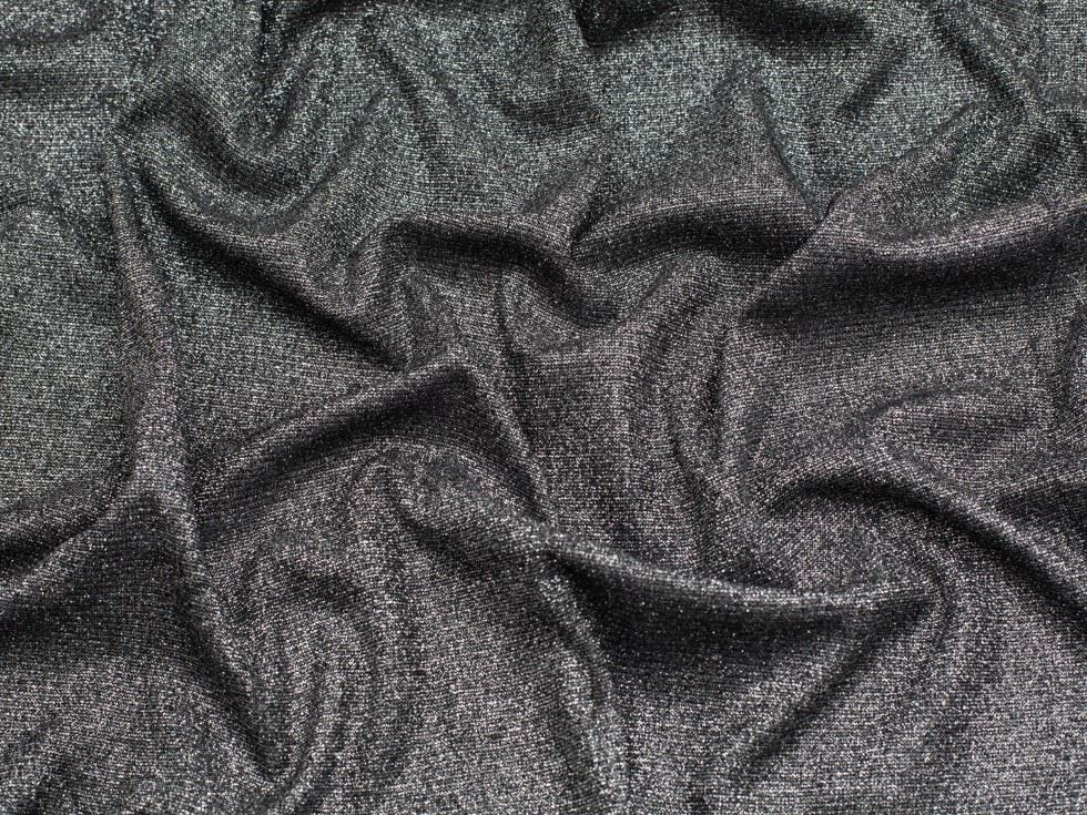 Minerva Core Range Starlight Sparkle Metallic Stretch Knit Fabric Black
 