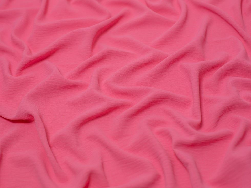 Minerva Core Range Ocean Washed Stretch Woven Crepe Fabric Bright Pink
 
