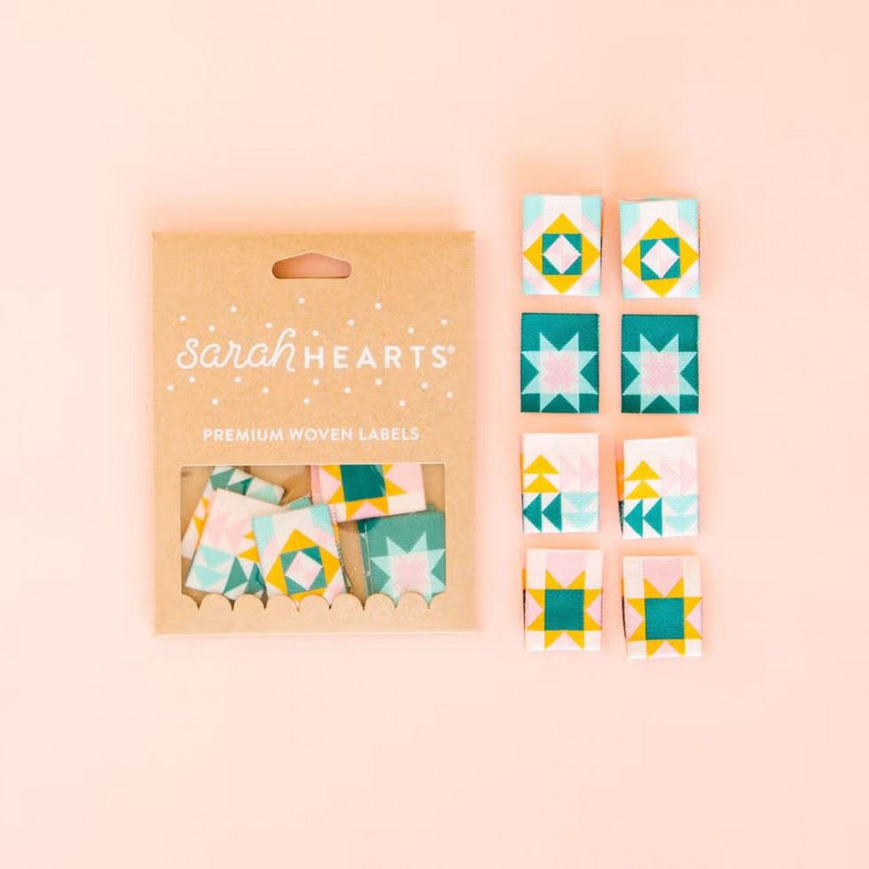 Sarah Hearts Quilt Block Multipack Woven Labels
 
