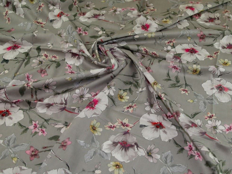 John Louden Grey Cotton Lawn Fabric