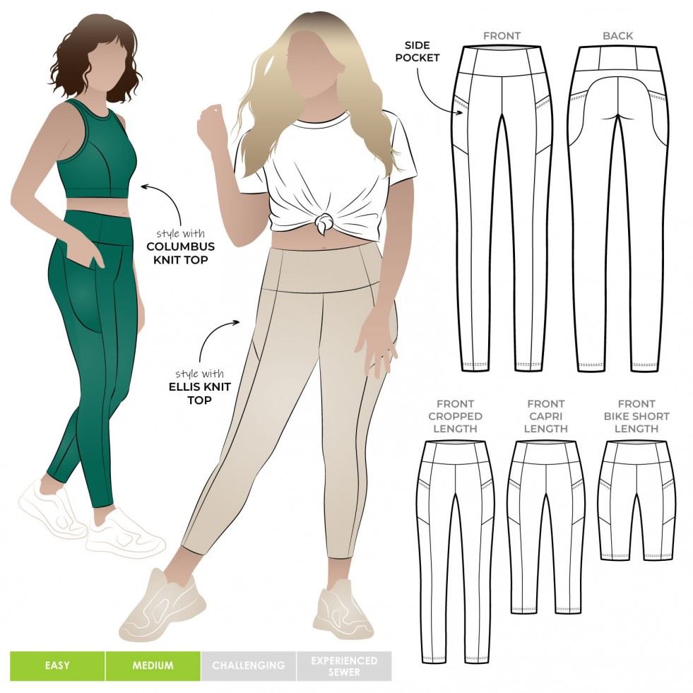Style Arc Sewing Pattern Columbus Leggings