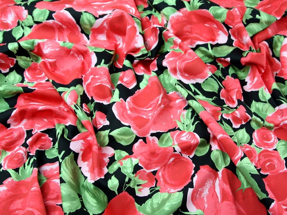 John Kaldor Pink Black Ohio Woven Stretch Cotton Sateen Fabric