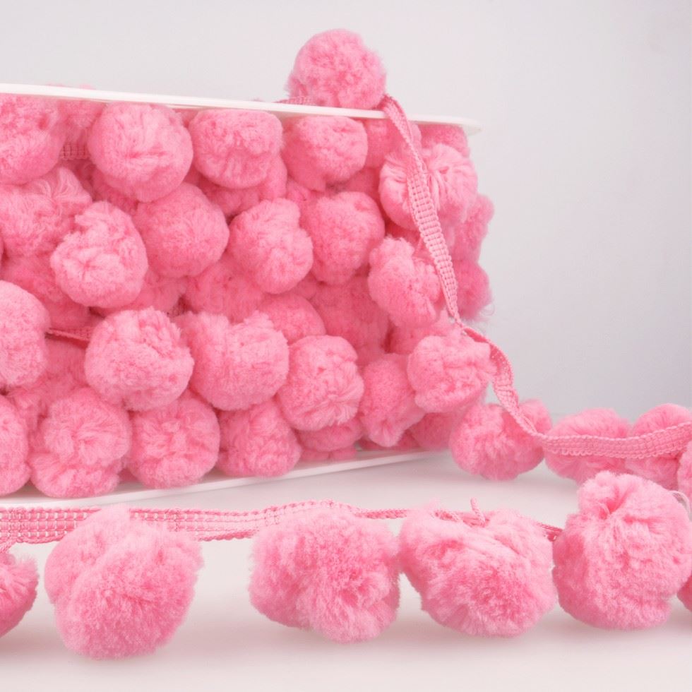 Stephanoise Pom Pom Trim Fuchsia Pink