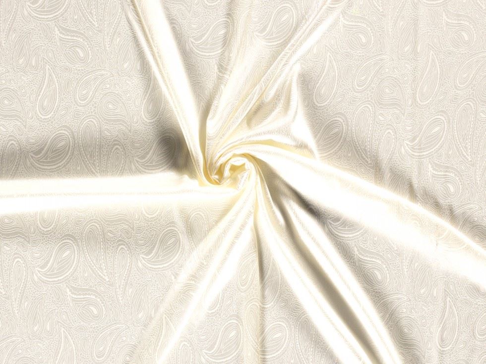 Stretch Woven Jacquard Satin Fabric Cream