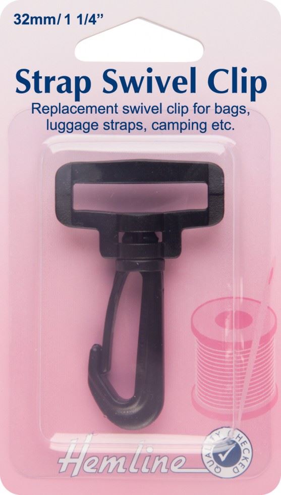 Hemline Black Plastic Swivel Clip Fasteners