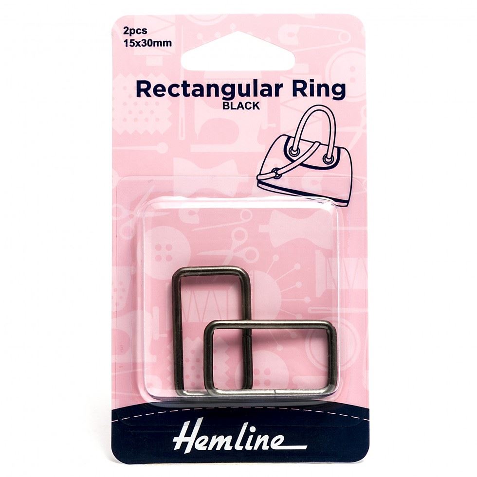 Hemline Nickel Black Rectangular Rings