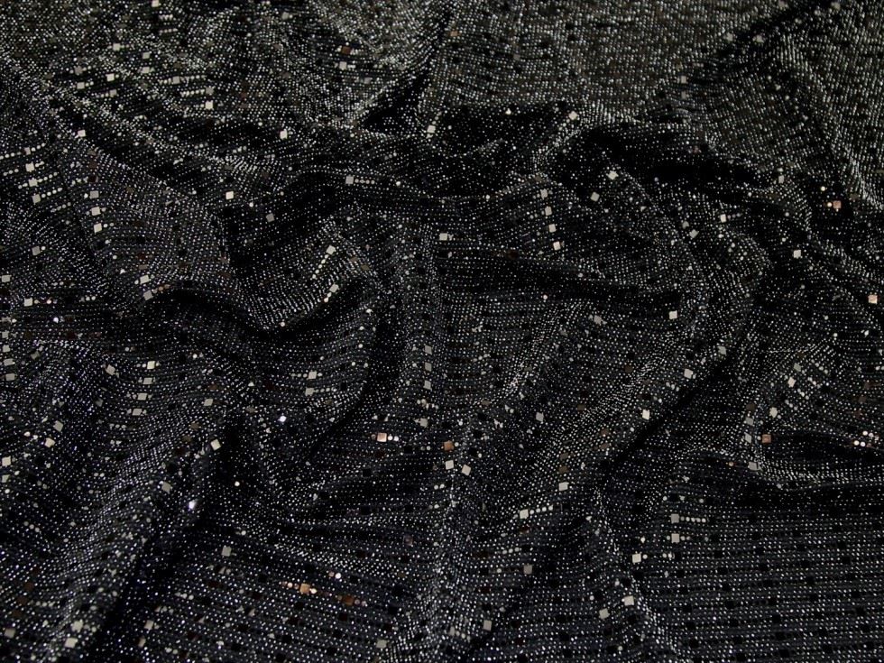 Black Deadstock Sequin Stretch Knit Fabric