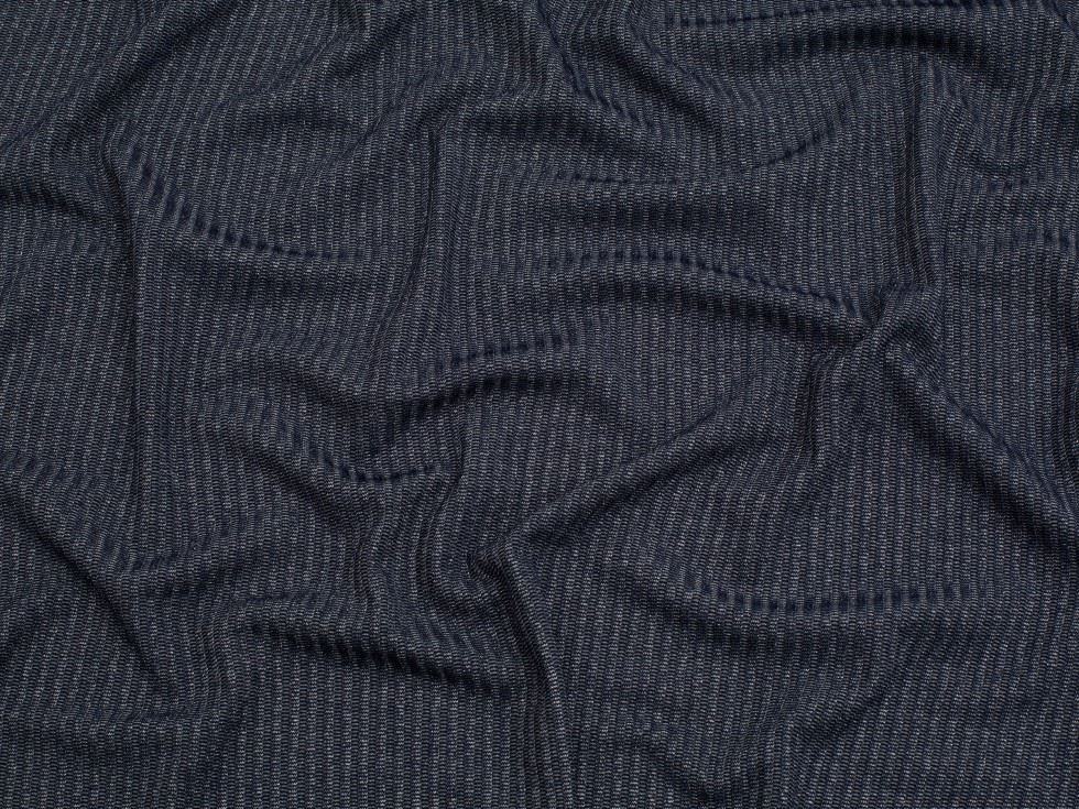Minerva Core Range Navy & Silver Lurex Sparkle Rib Stretch Knit Fabric