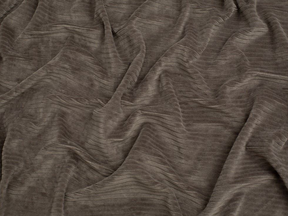 Minerva Core Range Taupe 8 Wale Velour Rib Stretch Knit Cord Fabric