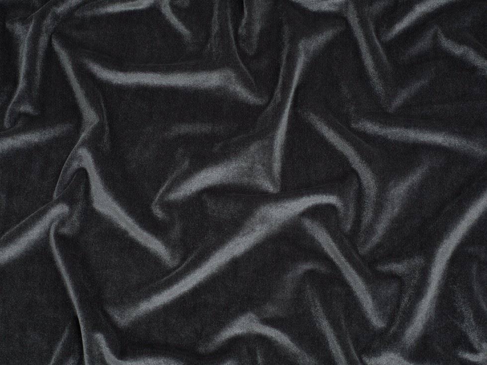 Minerva Core Range Panne Velvet Stretch Knit Fabric Dark Grey
 