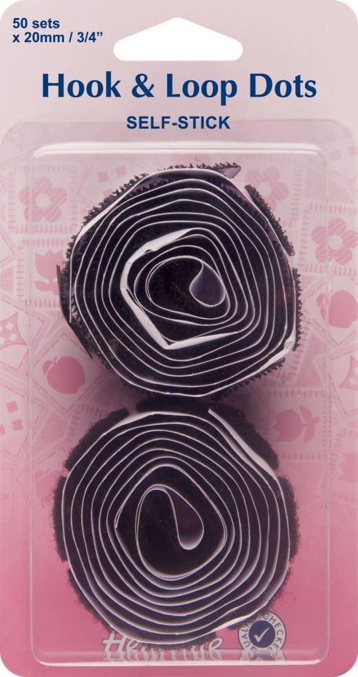 Hemline Black Stick On Velcro Coins