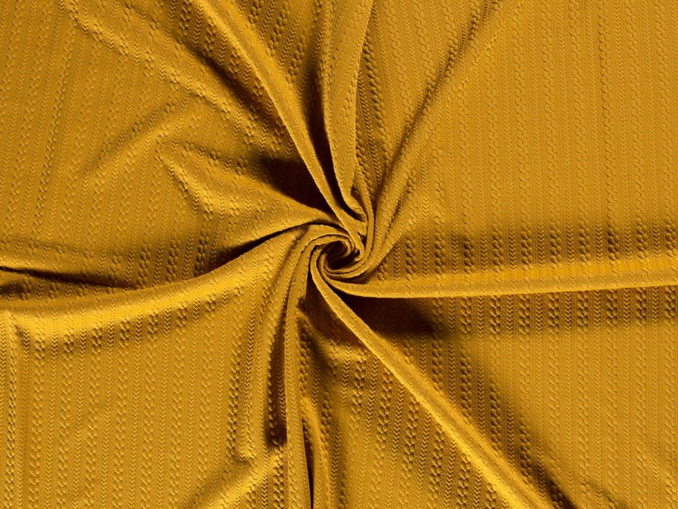 Jacquard Textured Stretch Knit Fabric Ochre
 