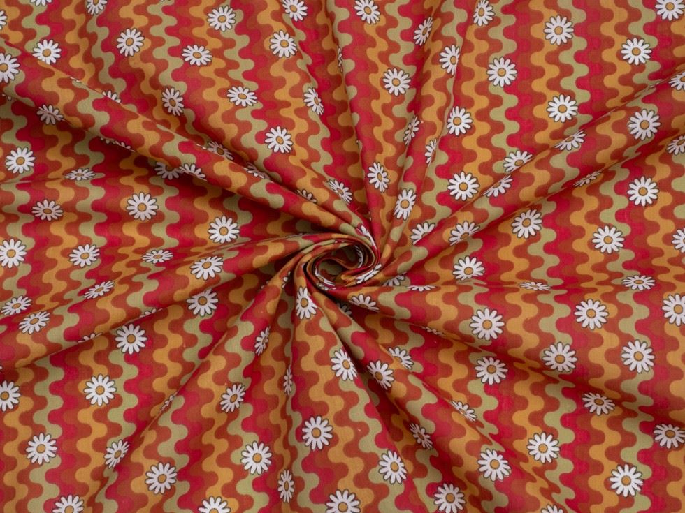 Retro Printed Polycotton Fabric