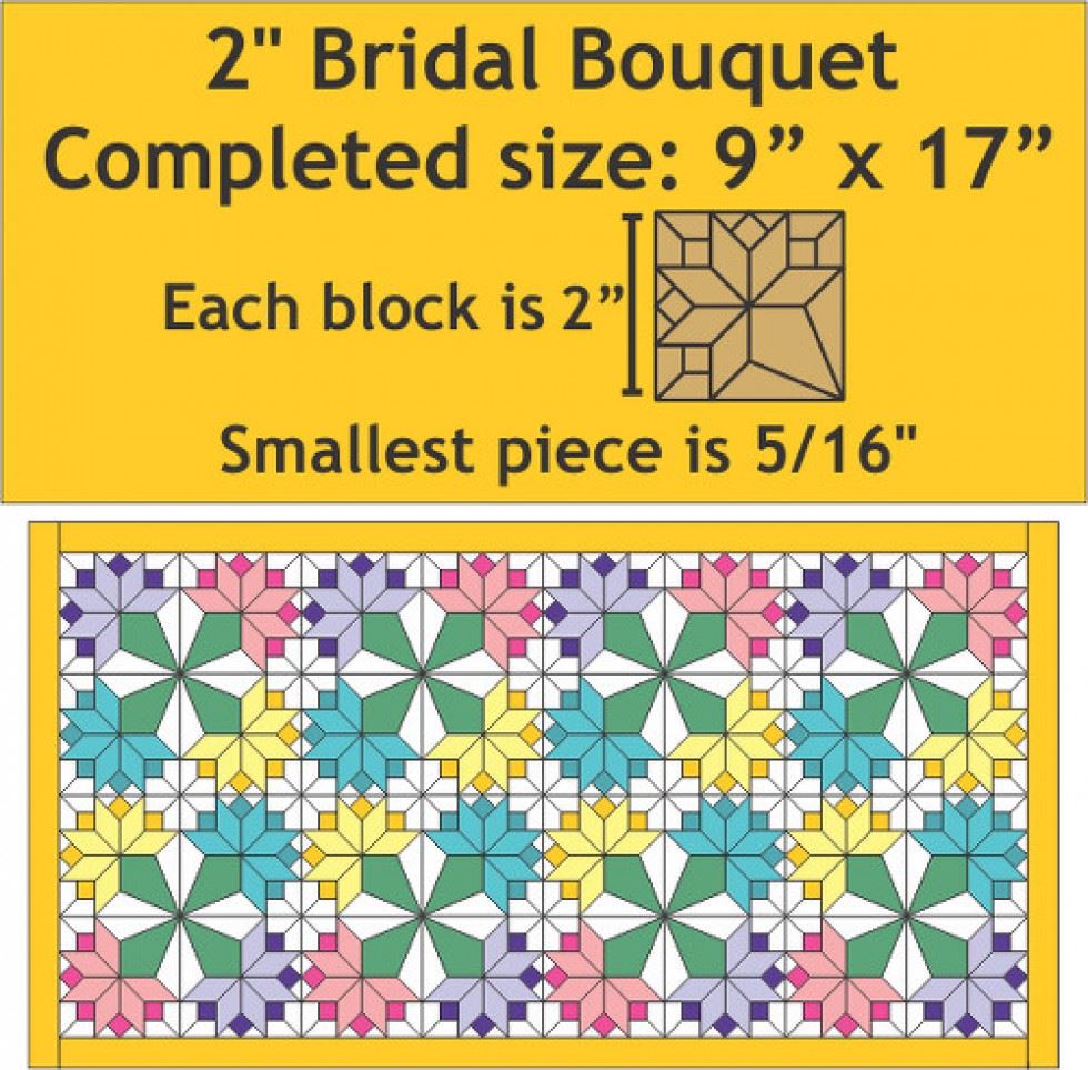 Paper Pieces EPP Quilting Pattern Miniature Bridal Bouquet Wall Hanging
 
