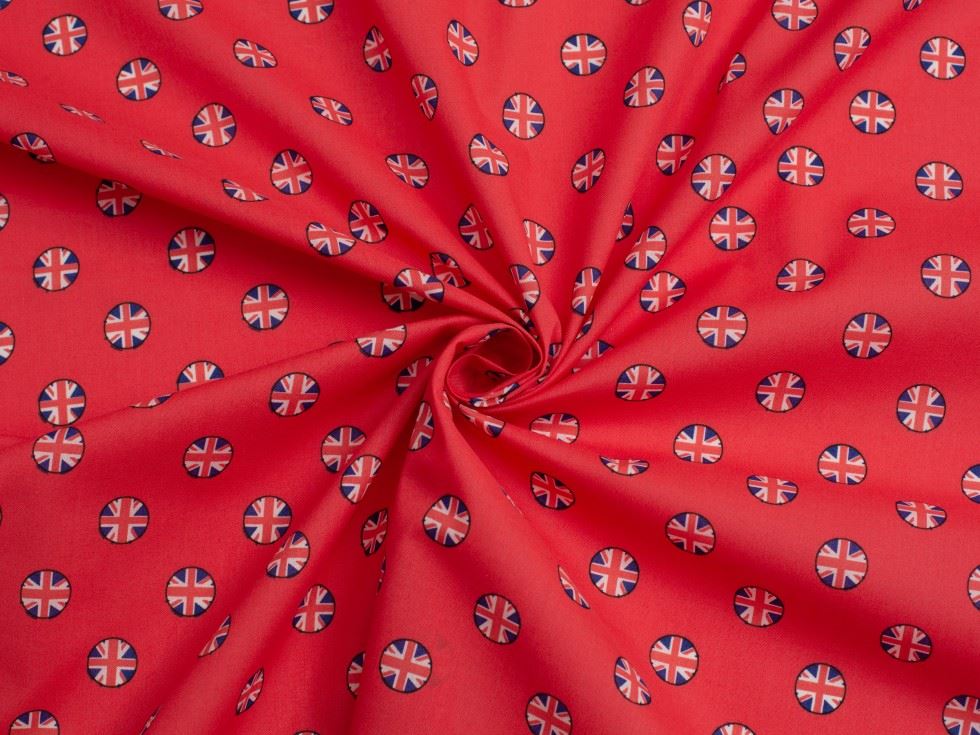 Red Printed Polycotton Fabric