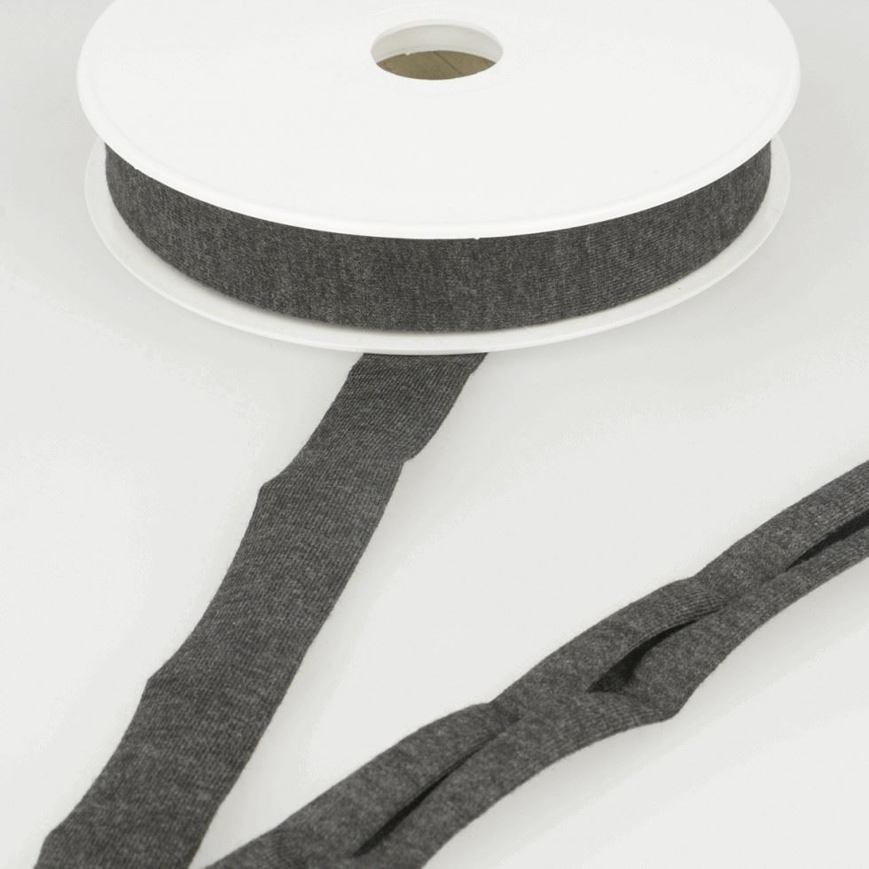 Stephanoise Viscose Jersey Bias Binding Tape Dark Grey