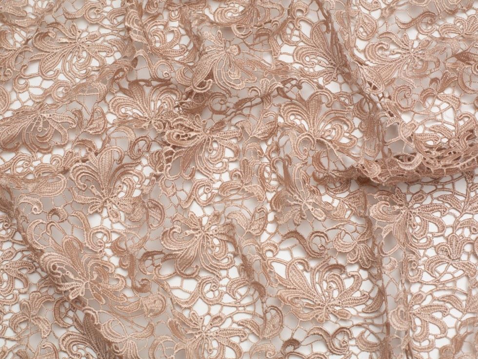Minerva Core Range Beige Heavy Guipure Lace Fabric