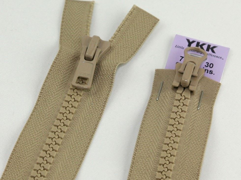 YKK Vislon Two Way Chunky Open End Zips Beige Fawn