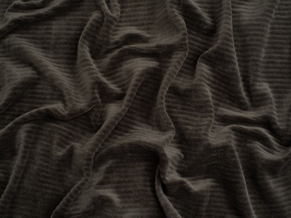 Minerva Core Range 4 Wale Velour Rib Stretch Knit Cord Fabric Dark Grey