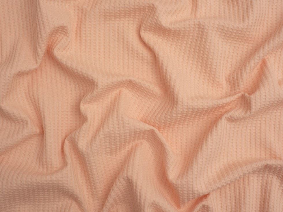 Minerva Core Range Waffle Textured Stretch Knit Fabric Pale Pink