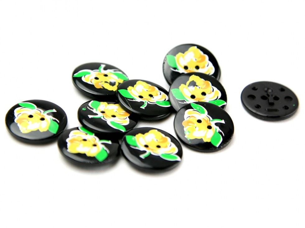Dill Round Floral Buttons (Value Pack) Black/Multi
 