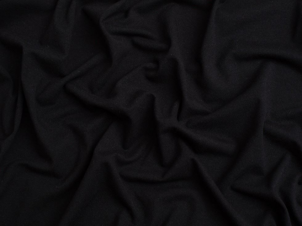 Minerva Core Range Recycled Cotton Jersey Stretch Knit Fabric Black
 