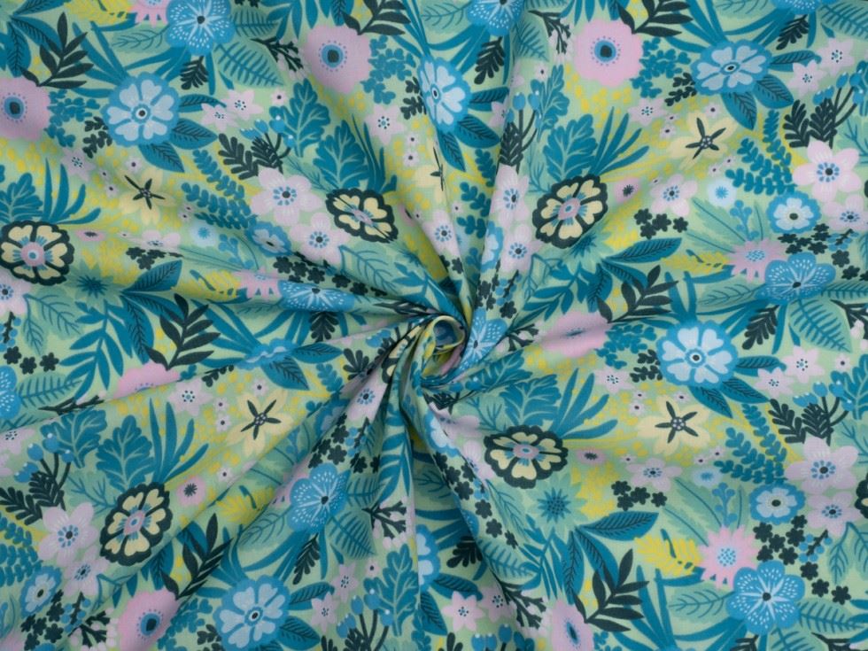 Green Printed Polycotton Fabric