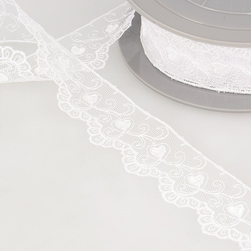 Stephanoise White Embroidery Tulle Lace Trim