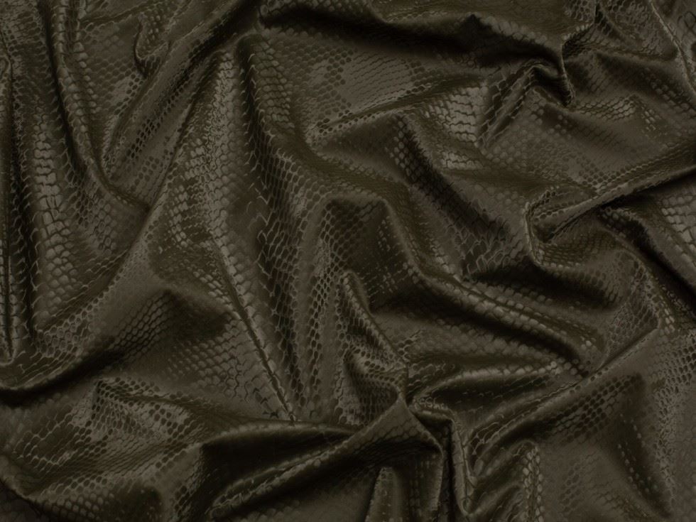Minerva Core Range Khaki Snakeskin Activewear Lycra Four Way Stretch Knit Fabric