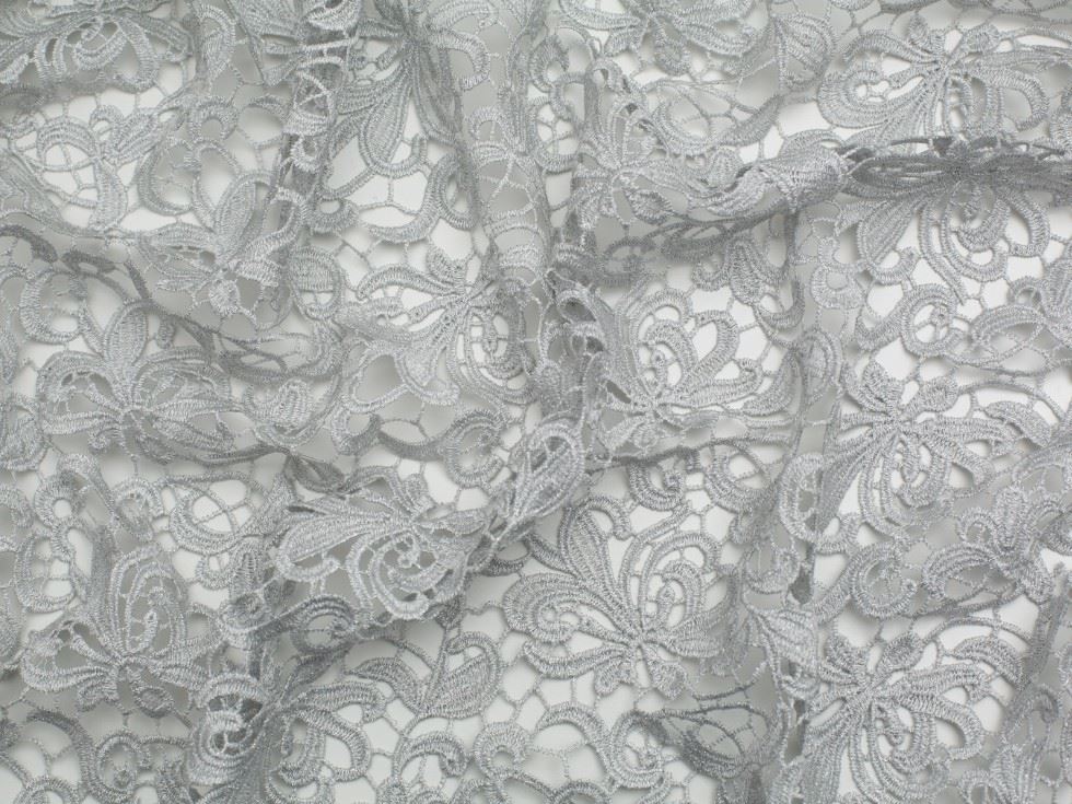 Minerva Core Range Silver Heavy Guipure Lace Fabric